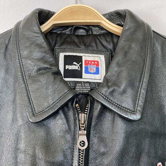 Puma Cleveland Browns Dawg Pound Mens Leather Jacket L Black VTG Y2K Grunge Edgy - Picture 3 of 14